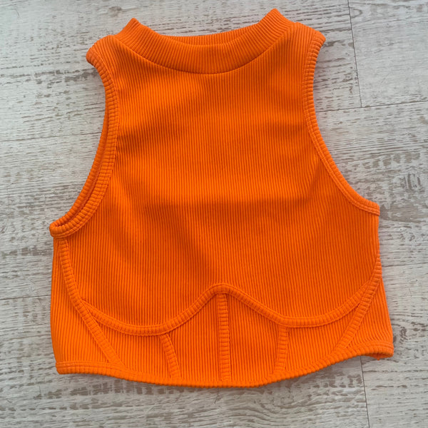 Bright Orange Ribbed Top - Peplum Clothing