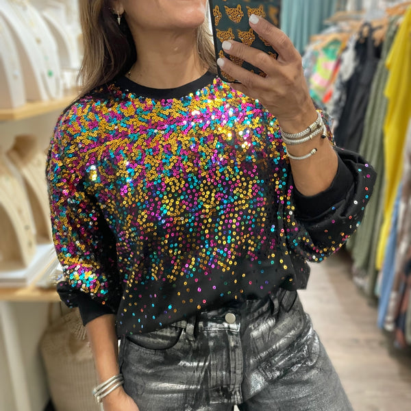Colorful Sequin Sweater - Peplum Clothing