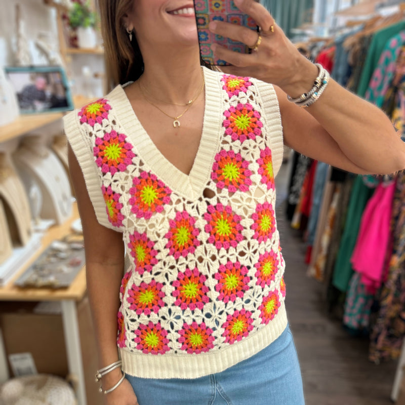 Crochet V-Neck Top - Peplum Clothing