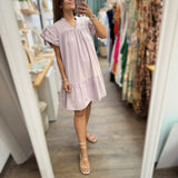Lavender Denim Dress - Peplum Clothing