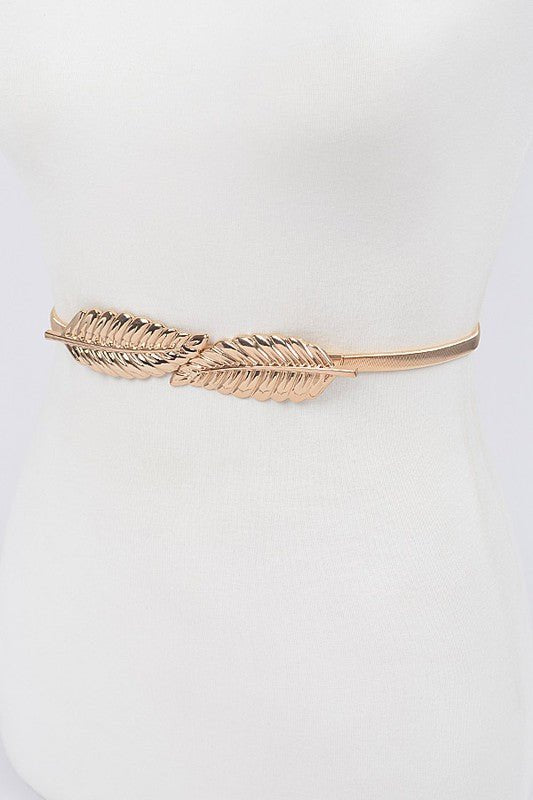 Leaf Metal Elastic Belt - Peplum Clothing