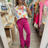 Magenta Flare Jeans - Peplum Clothing