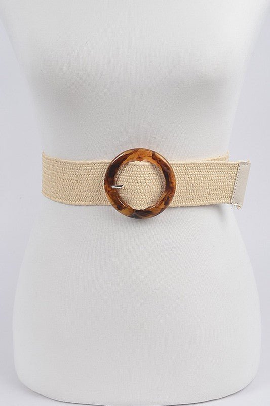 Marbleized Buckle Elastic Belt - Peplum Clothing