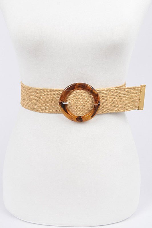 Marbleized Buckle Elastic Belt - Peplum Clothing