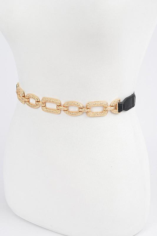 Metal Linked Buckle Elastic Belt - Peplum Clothing