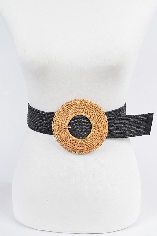 Oversized Bamboo Buckle Elastic Belt - Peplum Clothing