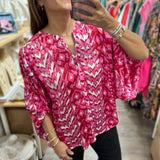 Pink Mix Dolman Sleeves Top - Peplum Clothing
