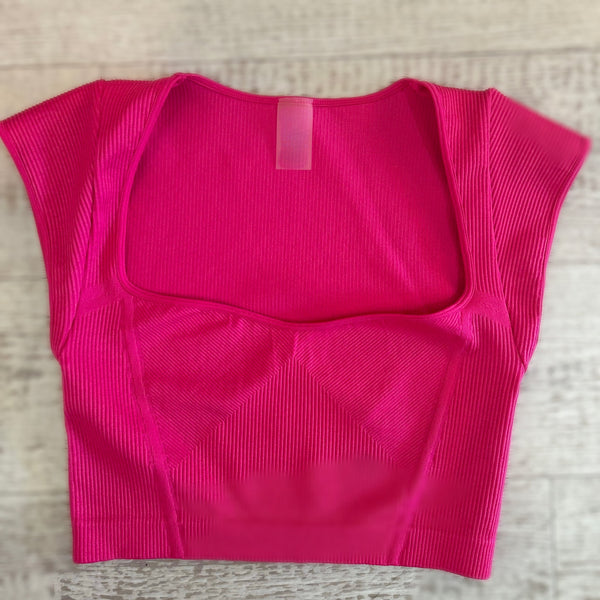 Pink Square Neck Tank Top - Peplum Clothing