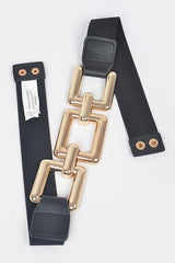Square Chain Buckle Elastic Belt - Peplum Clothing